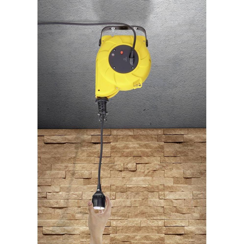Thumbnail - Renkforce, Kabelrolle, RF-3349118 Wandkabeltrommel 9 m Schwarz Schutzkontakt-Winkelstecker (9 m, 1.50 mm²)