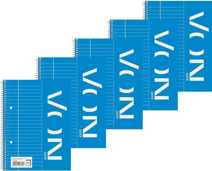 Image du produit von Notizblock A5 liniert, 80 Blatt, Blau, 5 Stück (A5, À rayures)