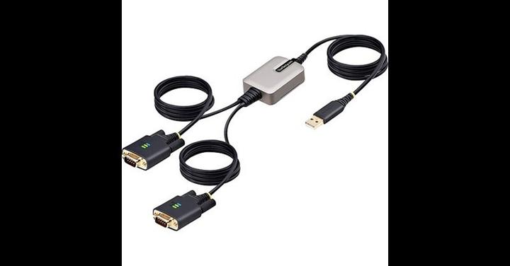 Actual product image StarTech COM 13ft/4m 2-Port USB to Serial Adapter Cable COM Retention FTDI USB-A to DB9 RS232 Change (4 m)