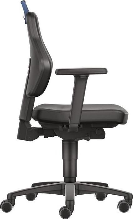 Produktbild Tecwerk Arbeitsdrehstuhl Rollen Kunstleder schwarz Grifffarbe blau 450-600 mm