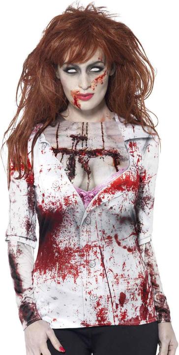 Smiffys Zombie Frau Halloween T-Shirt, Sublimationsaufdruck