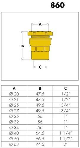 Immagine prodotto Caleffi Raccordo 860 ottone 25 x 3/4" IT