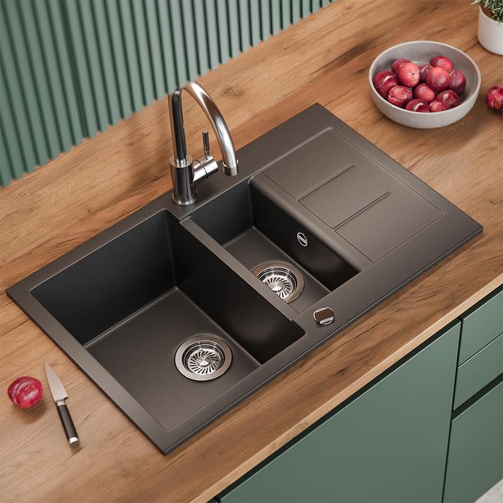 Produktbild Bergström Seattle mit 2 Spülbecken & Trockenplatz (Einbauspüle mit Abtropffläche, 50 cm, 80 cm)