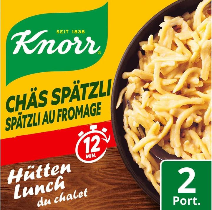 Image du produit Knorr Lunch du chalet Spätzli au fromage sachet, fromage crémeux, délicieux spätzli & jambon, plat cuisiné (180 g)