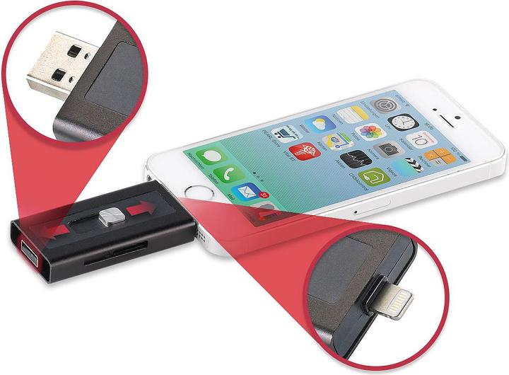 Image du produit Callstel Extension de mémoire microSD pour iPhone et iPad (Lightning, USB-A)