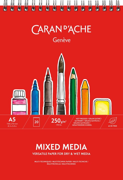 Produktbild Caran d'Ache Multitechnik-Zeichennblock A4 (14.8 x 21 cm, Blanko, Kein Einband)