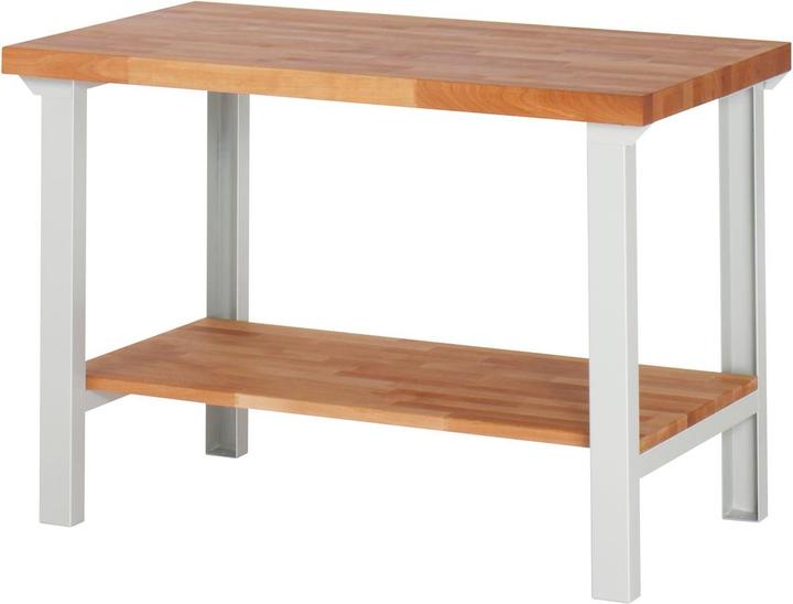 Actual product image RAU Workbench BASIC 7 1250x700x840mm with shelf solid beech 40mm (125 cm, 70 cm)