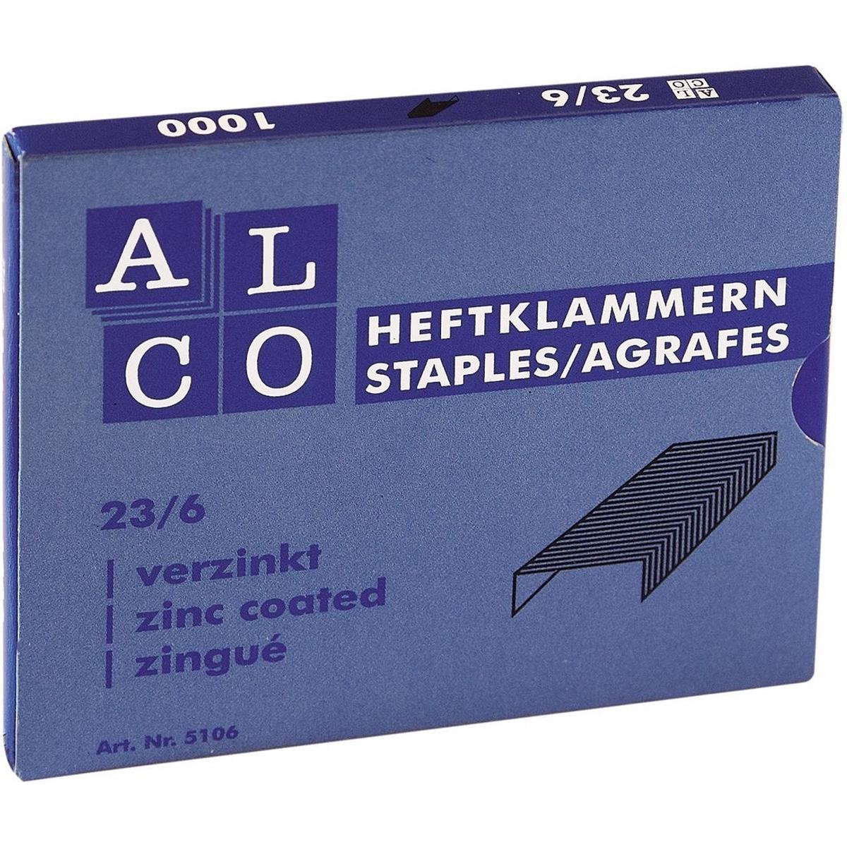Alco, Büroklammer, Heftklammern Stahl verzinkt 23/6 VE=1000 Stück (1 x)