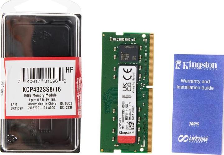 Image du produit Kingston Mémoire, DDR4 Single Rank, SODIMM (1 x 16GB, 3200 MHz, RAM DDR4, SO-DIMM)