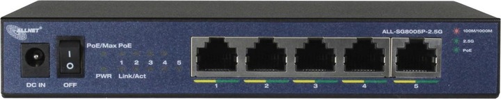 Immagine prodotto Allnet Switch non gestito a 5 porte 2.5GBit / 5x PoE / 1x LAN | Fanless / "ALL-SG8005P-2.5G" (5 Porti)