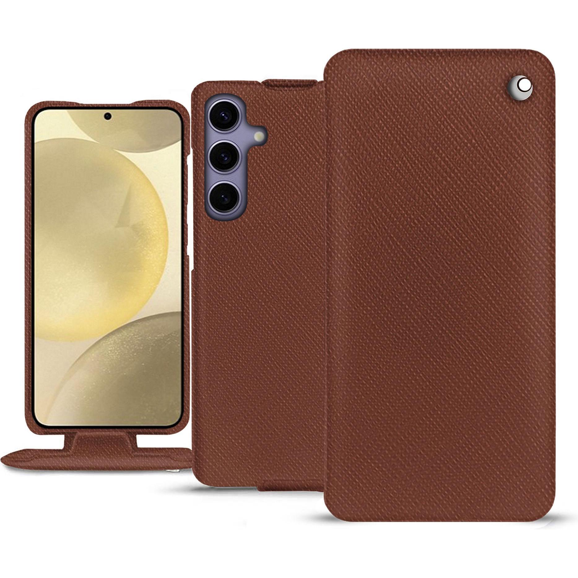 Noreve Lederschutzhülle vertikal (Samsung Galaxy S24+), Smartphone Hülle, Braun