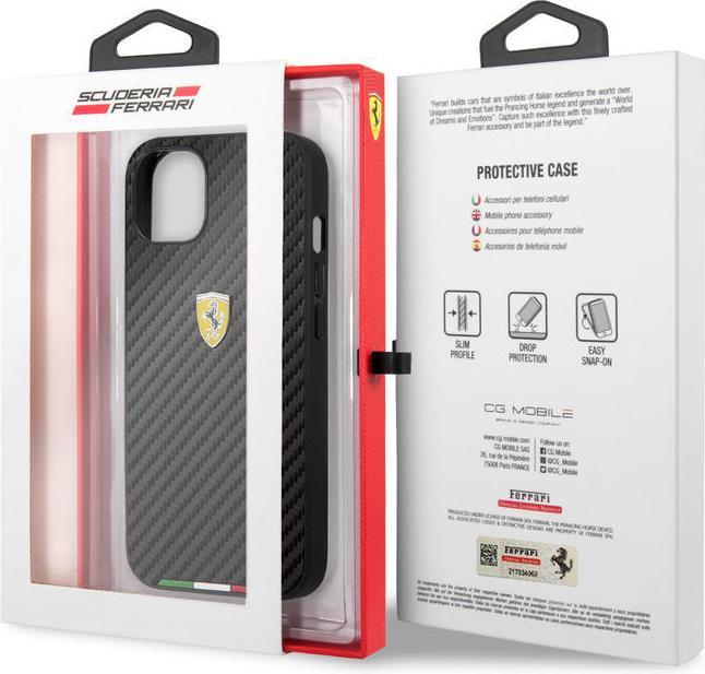 Actual product image Ferrari Case iPhone 13 - Hardcase Italian Flag No.166.4 Carbon TPU black (Apple iPhone 13)