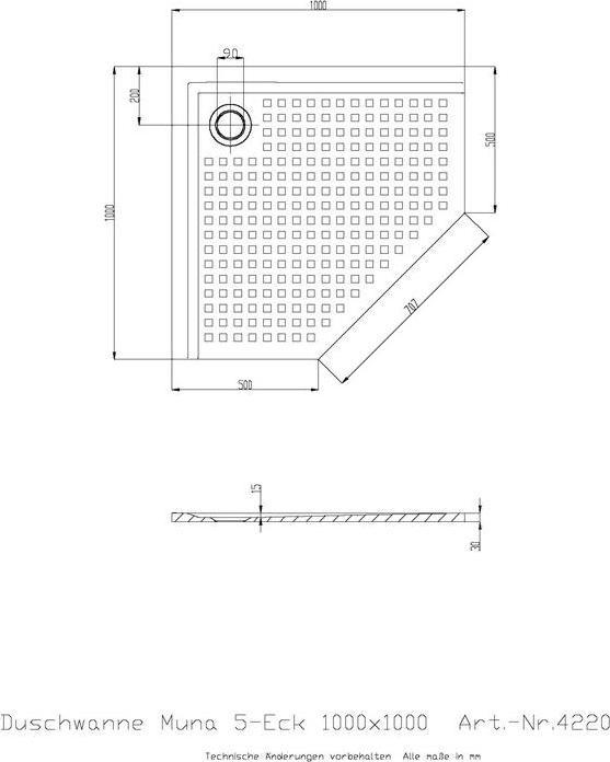Produktbild Hoesch Fünfeck-Duschwanne MUNA ultrafl. m AR 1000x1000x30mm we