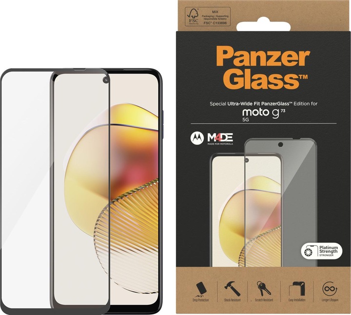 Actual product image PanzerGlass Ultra-Wide Fit (1 Piece, Motorola Moto G73)