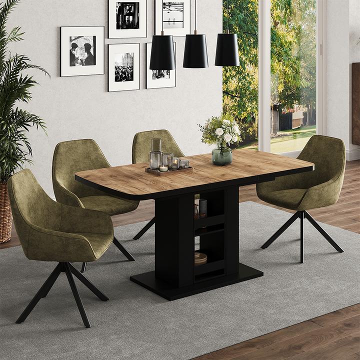 Produktbild Vicco Esstisch Fenaro, Goldkraft Eiche/Schwarz/Schwarz, 120 x 80 cm (120 x 80 x 76 cm)
