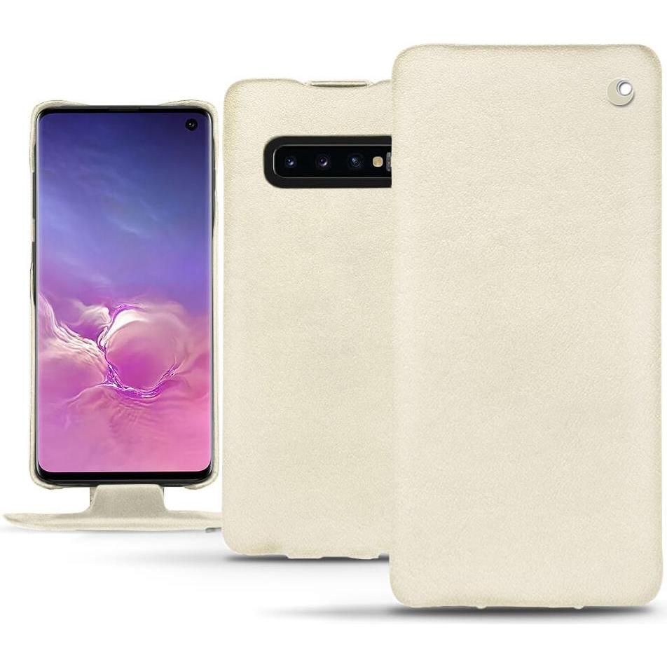 Noreve Lederschutzhülle vertikal (Samsung Galaxy S10), Smartphone Hülle, Weiss