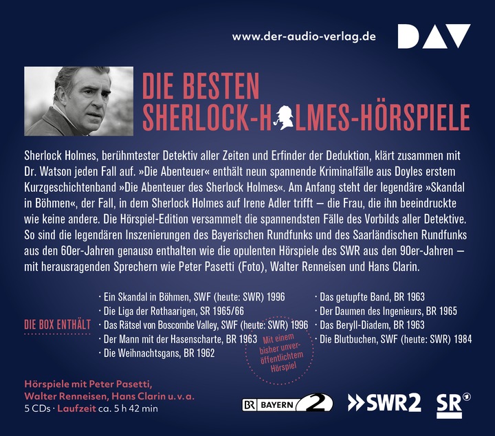 Produktbild Sherlock Holmes 2 Die Abenteuer (Walter Renneisen, Peter Pasetti, Hans Clarin, Arthur Conan Doyle, Deutsch)