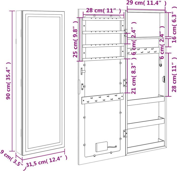 Immagine prodotto vidaXL Schmuckschrank mit Spiegel