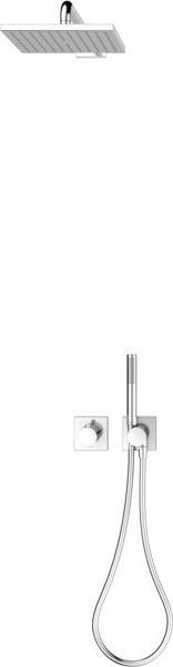 Keuco IXMO shower set 8 thermostatic mixer, 2 consumers with shower holder and overhead shower, squa