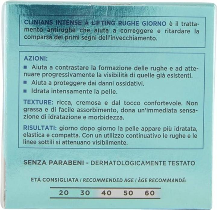 Nutritional values and ingredients Clinians Intense A Lifting Rughe Repairing Face Cream