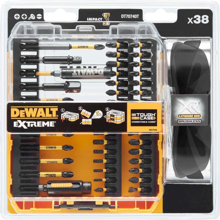 Actual product image DeWalt Dt70740t Flextorq Bit Set, 38 Piece + Safety Glasses (11, T25, T15, PZ3, T20)