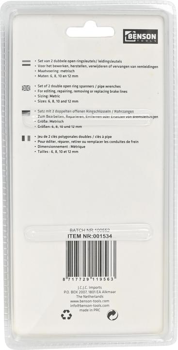 Actual product image Benson Brake pipe spanner 2 pieces metric