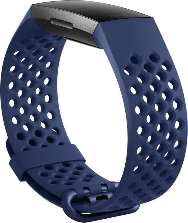 Actual product image Fitbit Silicone Sports Bracelet for Charge 4, Navy Blue (Silicone, Charge 4, Charge 3)