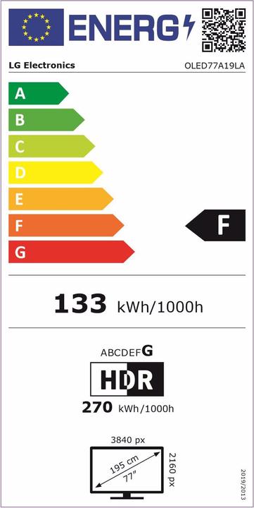 Energie-Label LG OLED77A19 (77", OLED, 4K, 2021)