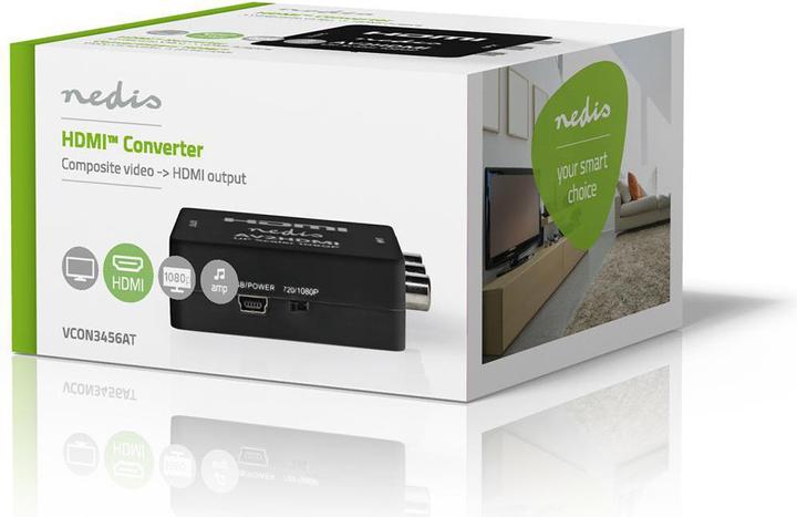 Actual product image Nedis HDMI T Converter 3X RCA Jack HDMIT Output 1-Way 1080p 1.65 Gbps ABS Anthracite