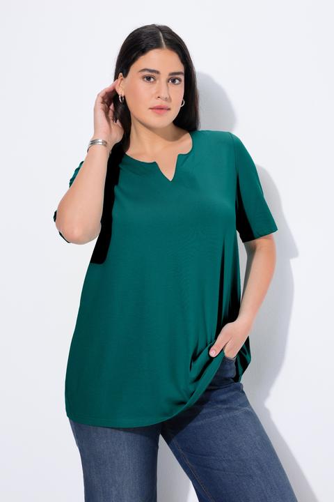 Actual product image Ulla Popken Essential Notch Neck Stretch Tee (58)