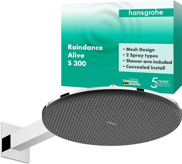 Produktbild hansgrohe Hoofddouche mit Regendusche und Anti-Kalk-Funktion für Wandmontage (2 Strahlarten, 10.10 l/min)