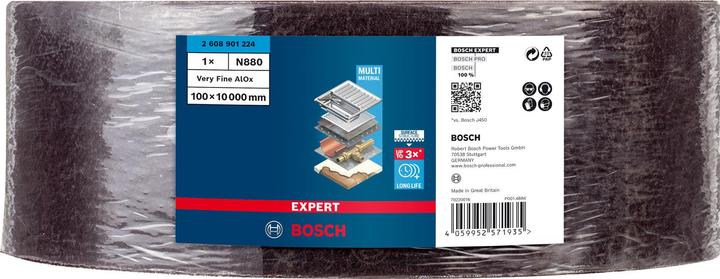 Actual product image Bosch Professional Zubehör Expert N880 fleece roll for hand sanding, 100 mm x10 m, very fine A, 10-pcs. (Very fine)