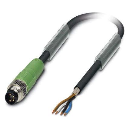 Phoenix 1521821. kabellengte: 3 m, connector: M8, productkleur: zwart, grijs, Kabels + Stekkers, Zwart