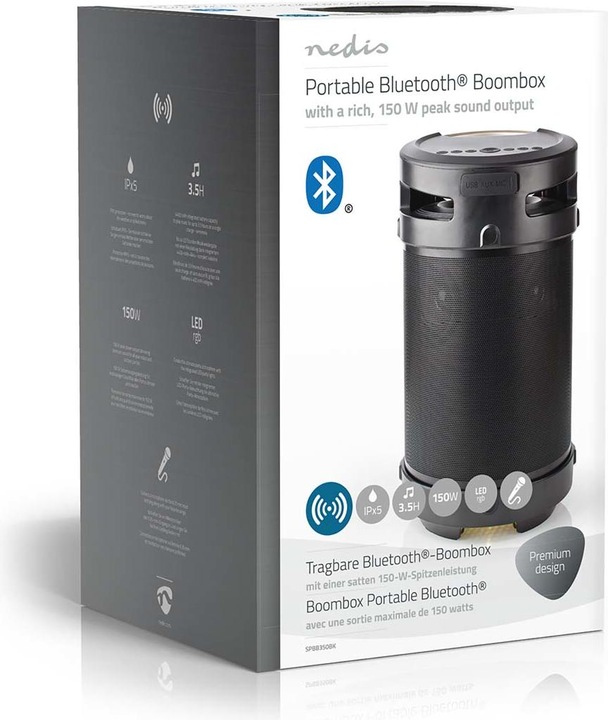 Actual product image Nedis SPBB-350 Bluetooth Party Speaker (3.50 h, Rechargeable battery operated)