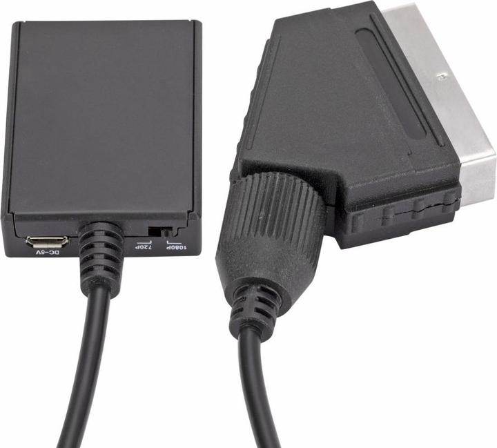 Actual product image Deltalabs Scart auf HDMI 1080p FullHD Konverter Adapter Kabel für TV / PC / DVD - Schwarz 70cm
