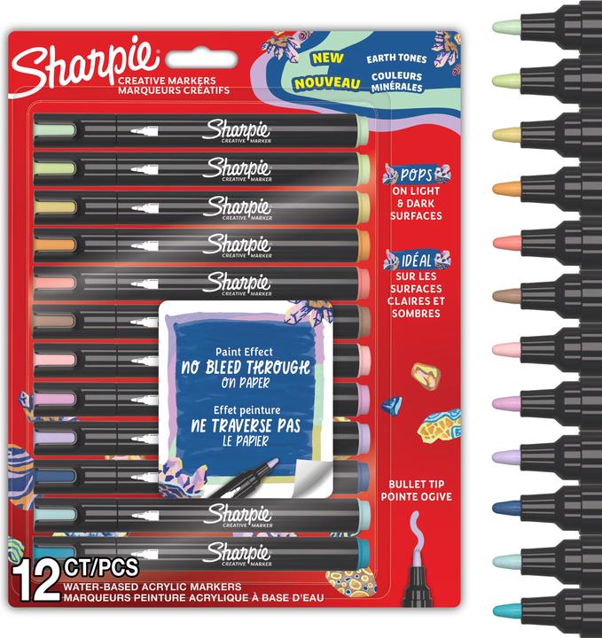 Actual product image Sharpie - Creative Marker Acrylic Paint Pens - Earth Tones - Bullet Tip - Assorted Colours - 12... (12x)