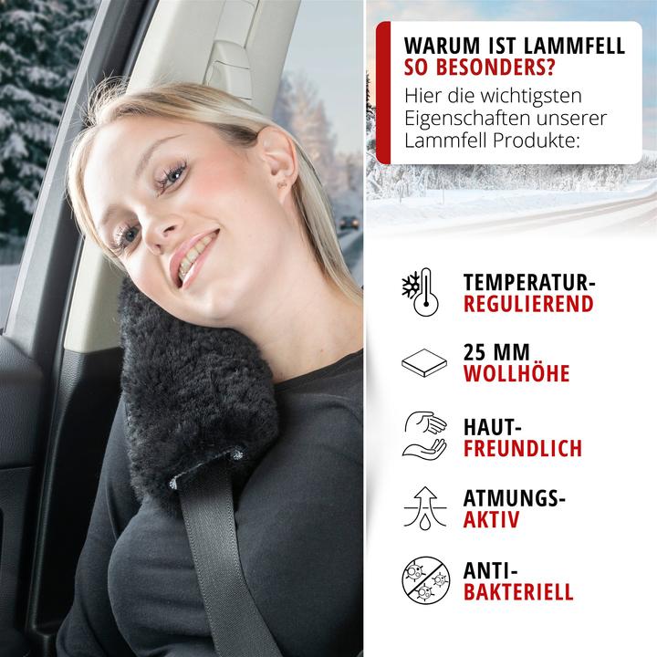 Produktbild Walser Gurtpolster Millie aus Lammfell, 2 Stück schwarz