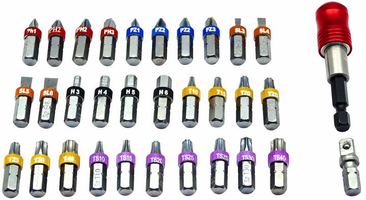 Actual product image RS PRO Hexagon, cross recess, Pozidriv, slot, Torx grip safe screwdriver bit set, S2 S (25mm)