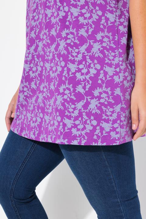 Actual product image Ulla Popken Cutout Floral Print Short Sleeve Knit Tunic (56)