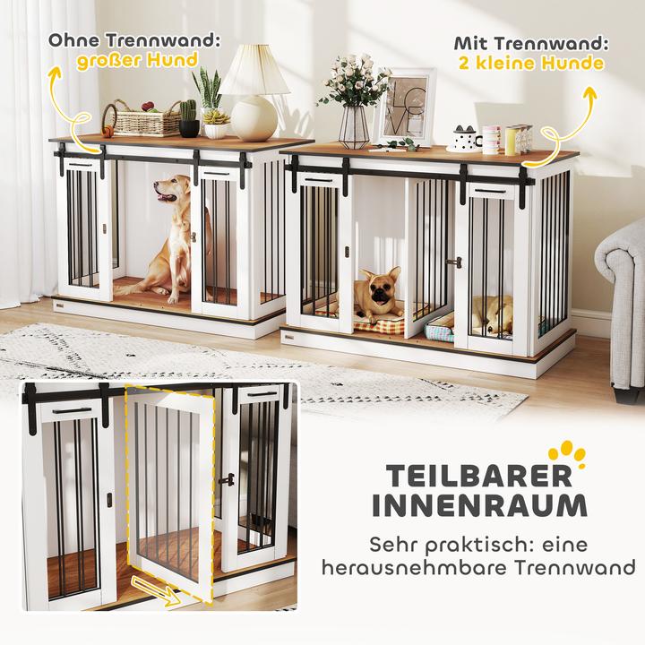 Actual product image PawHut Hundekäfig MDF, Stahl Weiss (Dog kennel)