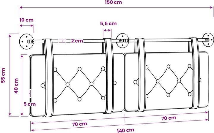 Actual product image vidaXL Kopfteil (150 x 5 x 5 cm)