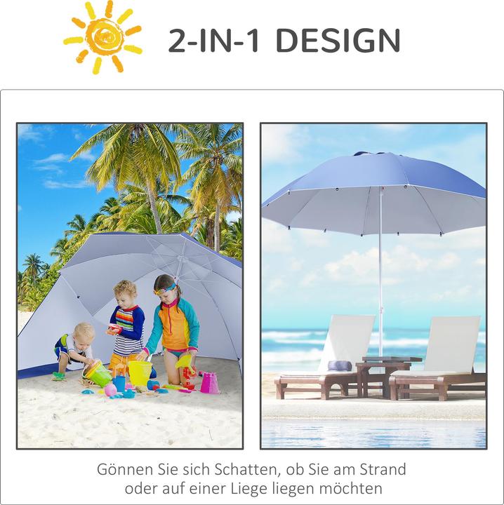 Actual product image Outsunny Beach Umbrella and Beach Tent 2 in 1 (2.10 m)