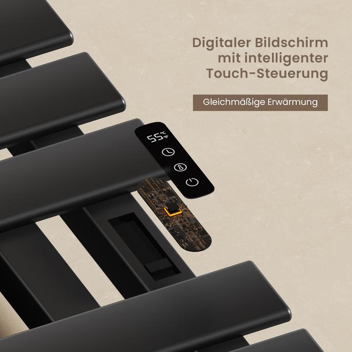 Actual product image Emke Electric towel rail with LED display 100x50 cm 320W WiFi Timer Right cable connection Black