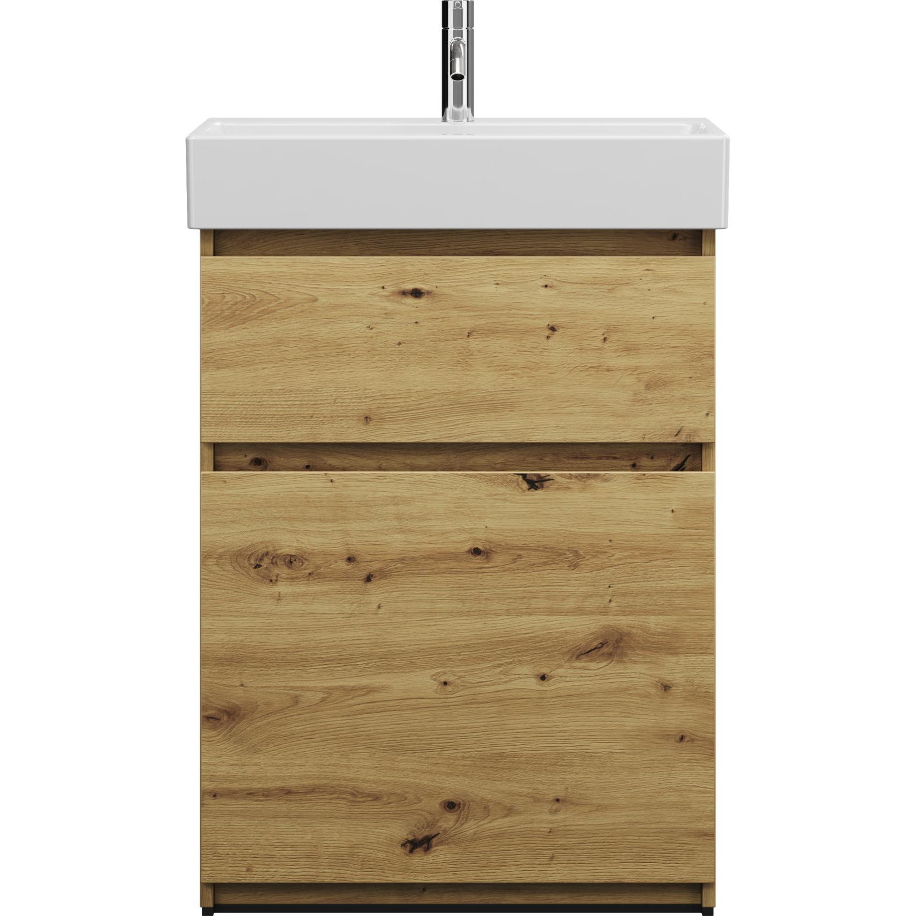 burgbad, Badmöbelset, Lin20 Keramik-Waschtisch hoch inklusive Waschtischunterschrank 2 Auszüge, 630x370x910mm