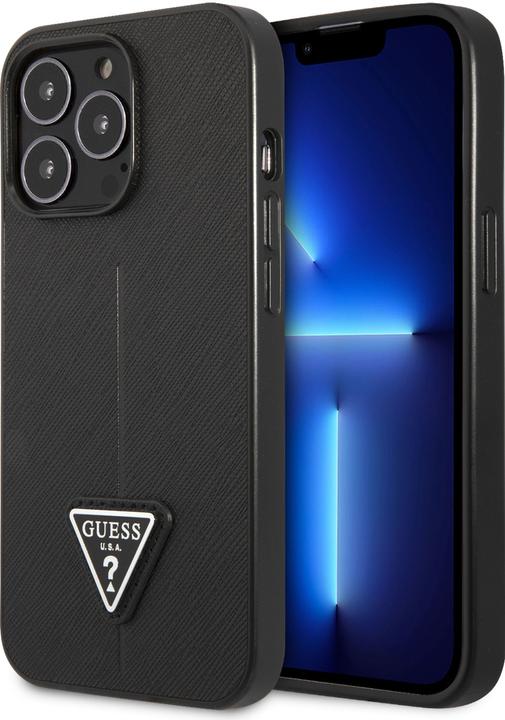 Image du produit Guess case for iPhone 13 Pro / 13 6.1" GUHCP13LPSATLK black hard case Saffiano Triangle Logo (Apple iPhone 13, Apple iPhone 13 Pro)