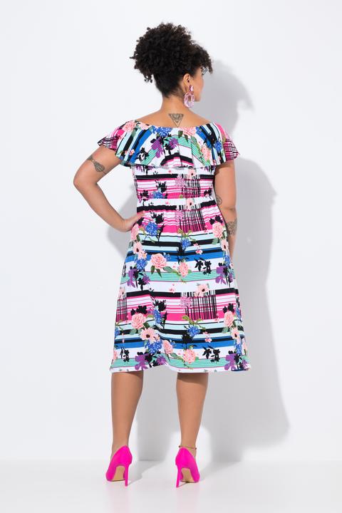 Actual product image Miamoda Smok-Jerseykleid, Musterstreifen, Carmen-Ausschnitt (42)