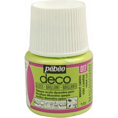 Pebeo, Künstlerfarbe + Bastelfarbe, Deco Glänzende Acrylfarben (Lichtgrün, 45 ml)