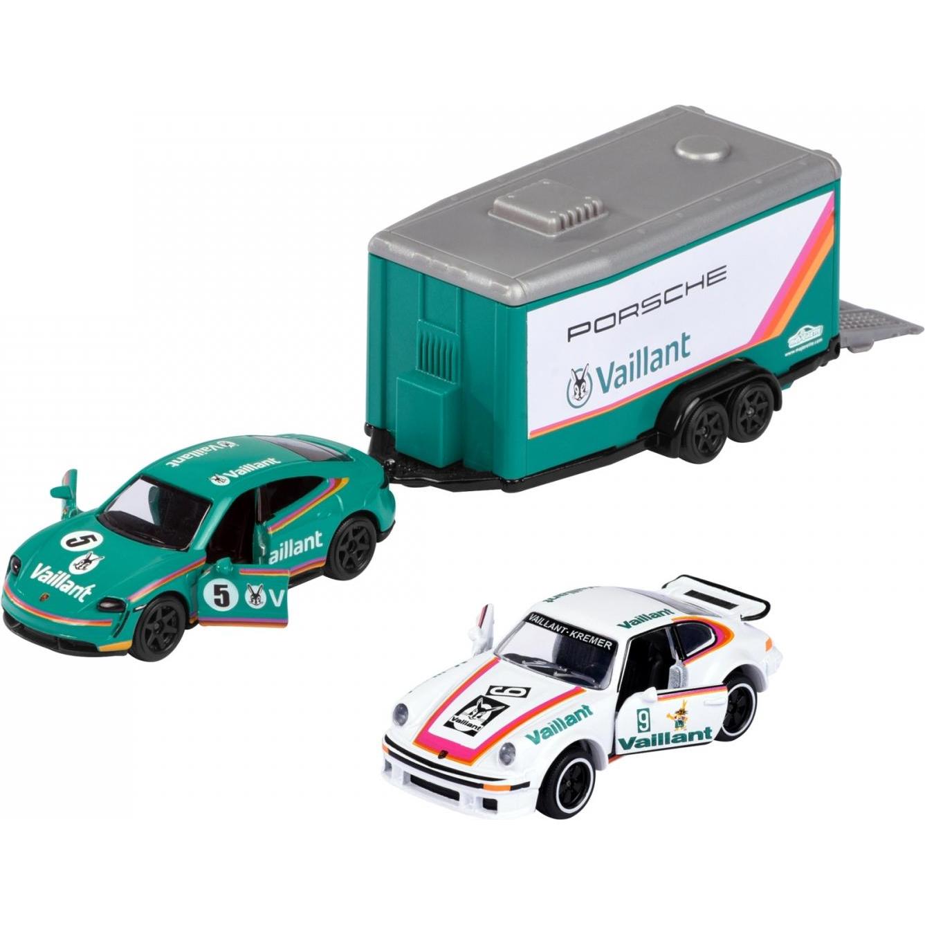 Majorette Car Trailer w. Porsche Taycan + 934