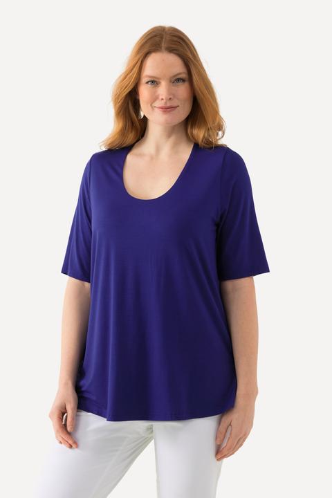Image du produit Ulla Popken T-shirt doublé à l'avant, col V et manches courtes (46, 48)