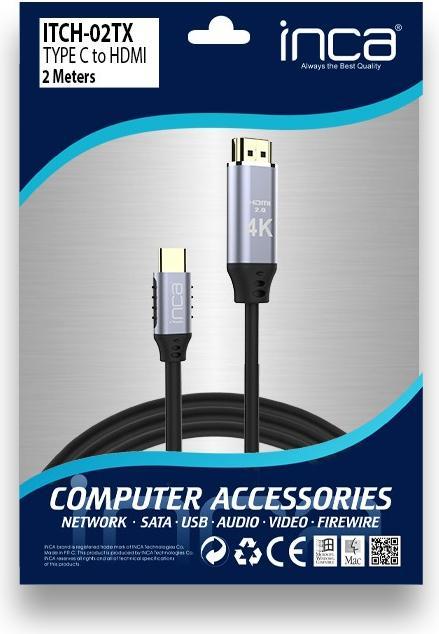 Actual product image Inca USB cable ITCH-02TX Type C > HDMI, 1.4, 4K30Hz, 2m retail (2 m)